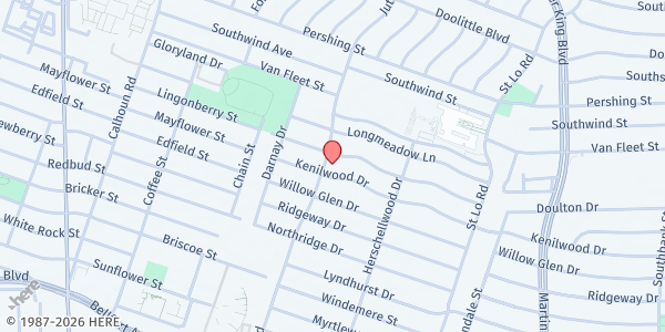 Map showing Greater St. Matthew Church at 7701 Jutland St., Houston, TX