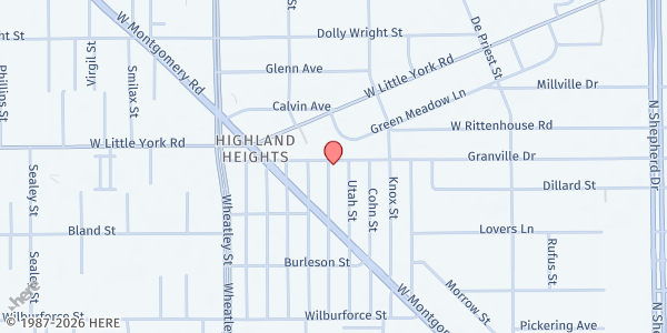 Map showing Greater Ward AME Church at 6822 Arabella St., Houston, TX