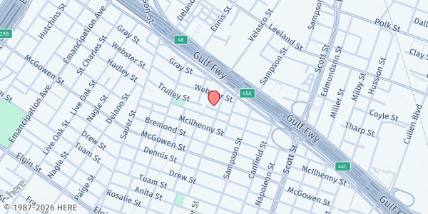 Map showing Greater Zion Missionary Baptist Church at 3202 Trulley Ave, Houston, TX