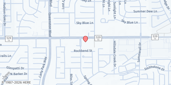 Map showing Harvest Intercontinental Church at 16727 Farm to Market Rd. 529, Houston, TX