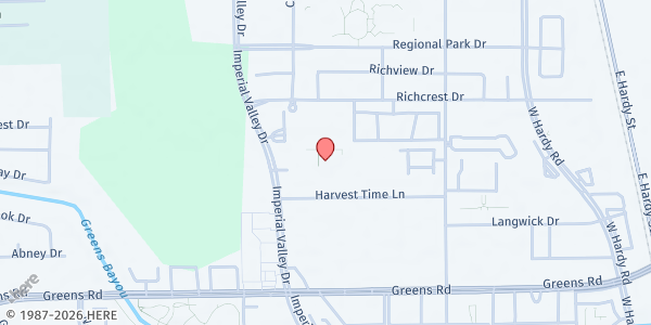 Map showing Harvest Time Church at 17770 Imperial Valley Dr., Houston, TX