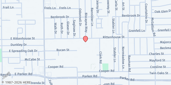 Map showing He Heard My Cry Ministries at 170 Rittenhouse St., Houston, TX