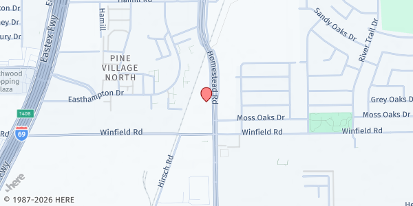 Map showing Heart of Faith Church at 12275 Homestead Rd., Houston, TX