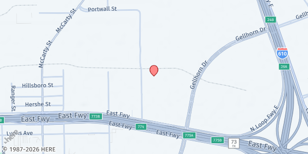 Map showing Houston Food Bank at 535 Portwall St., Houston, TX