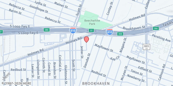 Map showing Houston Food Bank at 1501 Independence Ave, Houston, TX