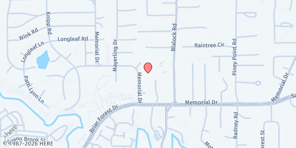 Map showing Iglesia Fuente de Esperanza at 11612 Memorial Dr., Houston, TX