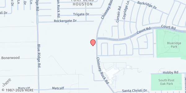 Map showing Impact Church Houston at 16310 Chimney Rock Rd., Houston, TX