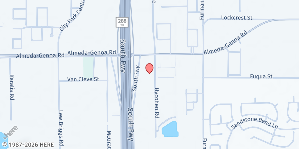 Map showing Jones Memorial UMC at 2504 Almeda Genoa Rd., Houston, TX