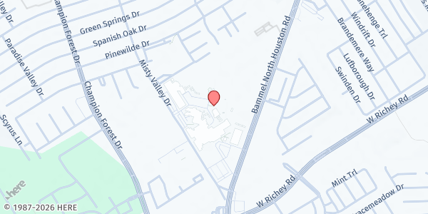 Map showing Klein Forest High School at 11400 Misty Valley, Houston, TX