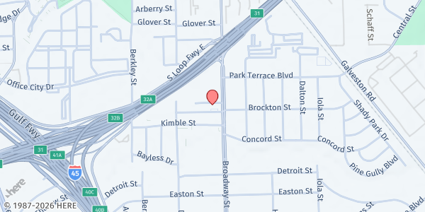 Map showing La Tiendita - Tejano Center for Community Concerns at 2840 Broadway St. #105, Houston, TX