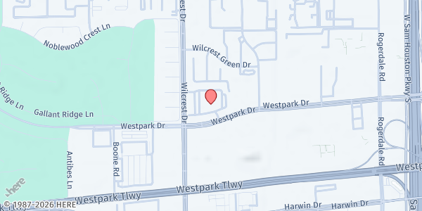 Map showing Laurel Point Senior Apartments at 16170 Westpark Dr, Houston, TX