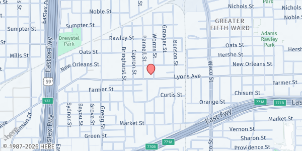 Map showing Legacy Community Health - Lyons Clinic at 3811 Lyons Ave, Houston, TX