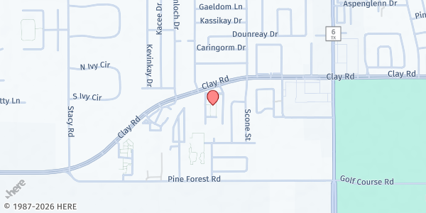 Map showing Living Word Church at 16607 Clay Rd., Houston, TX