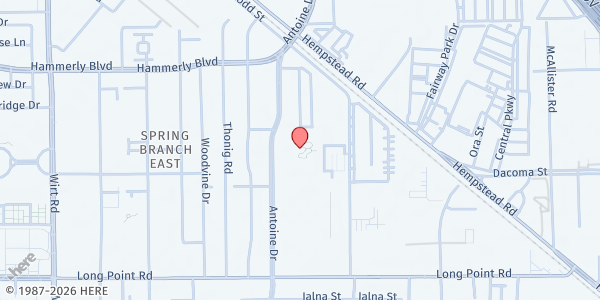 Map showing Lovett Manor Apartments at 2056 Antoine Dr, Houston, TX