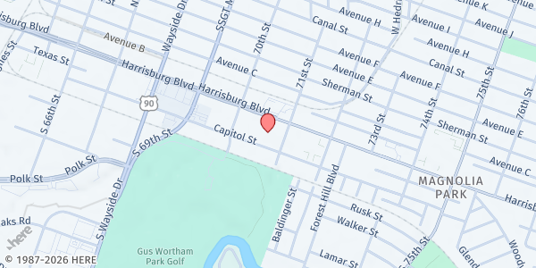 Map showing Magnolia Multi-Service Center at 7037 Capitol St., Houston, TX