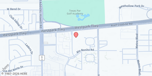 Map showing Mission Bend Islamic Center at 6233 Tres Lagunas Dr., Houston, TX