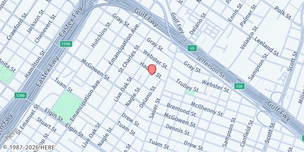 Map showing Mount Zion Baptist Church at 2301 Nagle St., Houston, TX