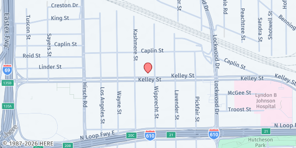 Map showing New Mt. Calvary Church at 4711 Kelley St., Houston, TX