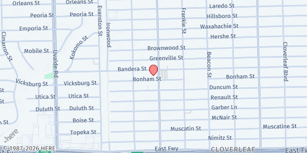 Map showing North Channel Assistance Ministries at 13837 Bonham St., Houston, TX