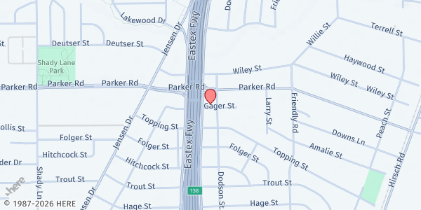 Map showing Northeast Houston Community Center at 3625 Gager St., Houston, TX