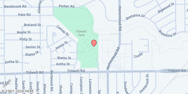 Map showing Northeast Multi-Service Center at 9720 Spaulding St., Houston, TX