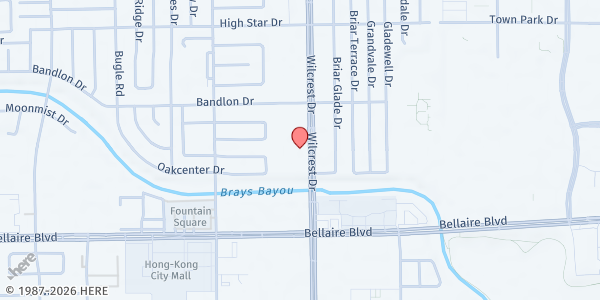 Map showing Ocher Foundation at 6628 Wilcrest Dr., Houston, TX