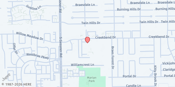 Map showing Penelope 54 Senior Apartments at 8111 Creekbend Dr, Houston, TX