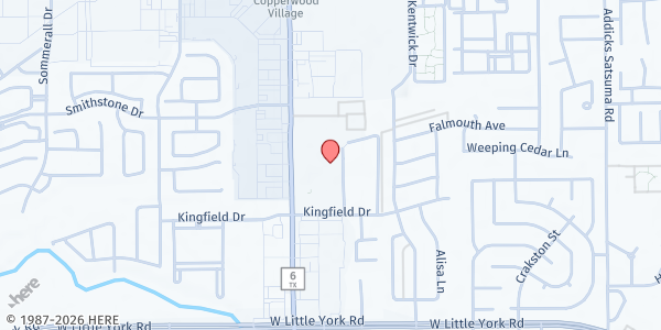 Map showing (RCCG) House of David Houston at 6603 Langham Dr., Houston, TX