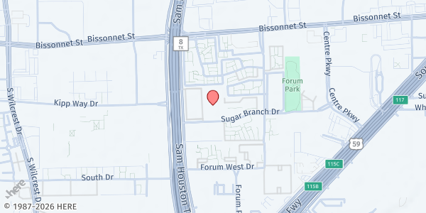 Map showing RCCG Issac Generation Assembly at 10330 Sugar Branch Dr., Houston, TX