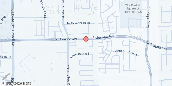 Map showing RCCG Living Word Chapel at 13833 Richmond Ave., Houston, TX