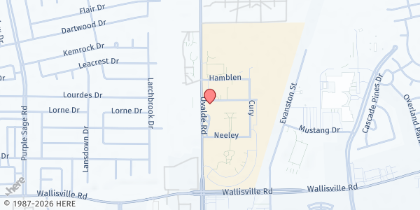 Map showing San Jacinto College - North Campus Marketplace at 5800 Uvalde Rd., Houston, TX