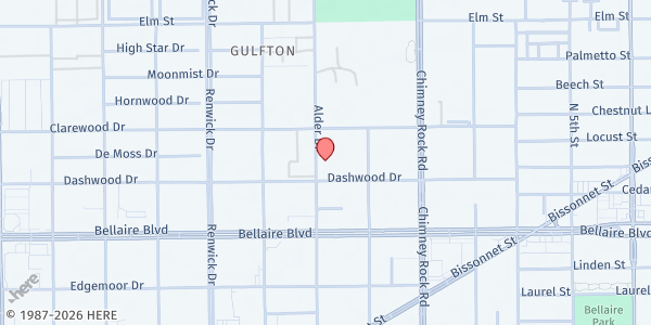 Map showing San Mateo Episcopal Church at 6635 Alder Dr, Houston, TX