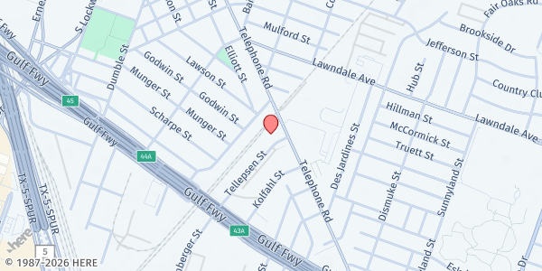 Map showing SER Jobs - Target Hunger Distribution at 1710 Telephone Rd, Houston, TX