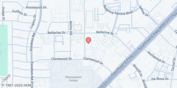 Map showing Sharpstown Health Services - WIC Center at 6201 Bonhomme St., Houston, TX