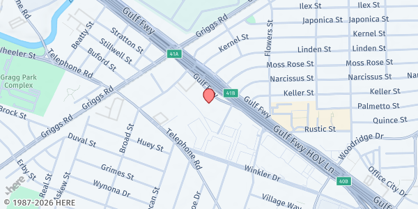 Map showing Society of St. Vincent de Paul - Gulf Fwy Location at 6654 Gulf Fwy., Houston, TX