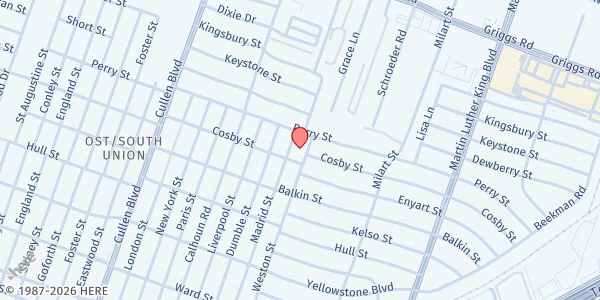 Map showing South Park Church of God at 6310 Weston St., Houston, TX