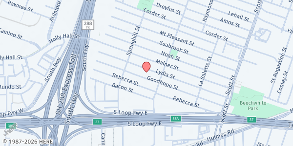 Map showing South Union Missionary Baptist Church at 3550 Lydia St., Houston, TX