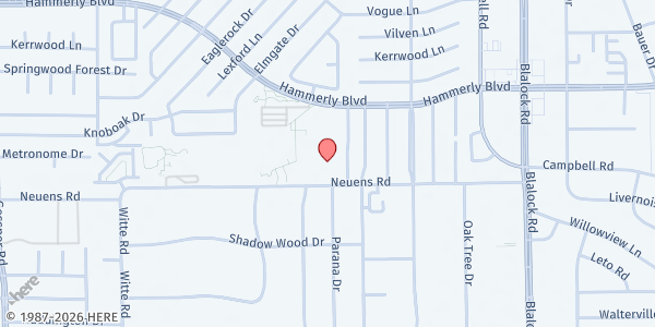 Map showing Spring Woods Middle School at 9810 Neuens Rd, Houston, TX