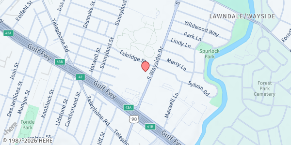 Map showing St. Austin Center at 2002 S Wayside Dr, Houston, TX