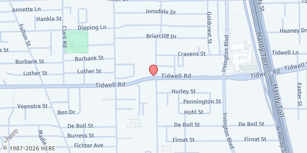 Map showing St. Charles Borromeo Catholic Church at 501 Tidwell Rd., Houston, TX