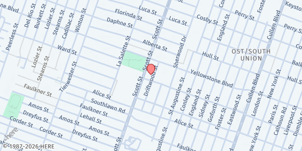 Map showing St. Mary's United Methodist Church at 6731 Scott St., Houston, TX