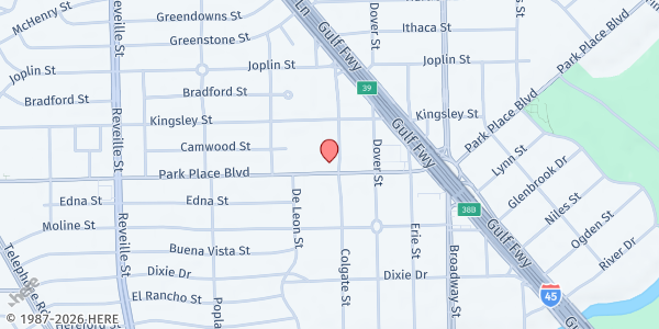 Map showing St. Paul's Episcopal Church - Crossroads at Park Place at 7843 Park Pl. Blvd., Houston, TX