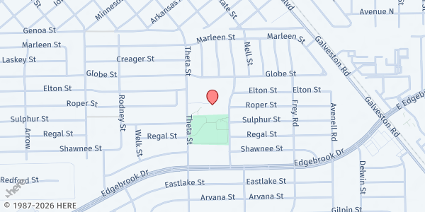 Map showing St. Stephen Presbyterian Church at 2217 Theta St., Houston, TX