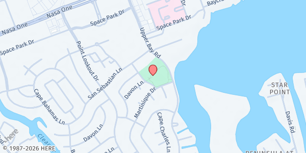 Map showing St. Thomas the Apostle Episcopal Church at 18300 Upper Bay Rd., Houston, TX