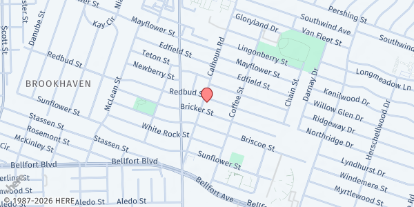 Map showing Steps of Faith & Leadership Ministries at 4810 Redbud St., Houston, TX