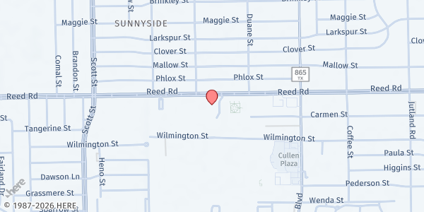 Map showing Sunnyside Health and Multi-Service Center at 4410 Reed Rd, Houston, TX