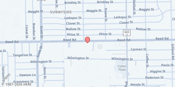 Map showing Sunnyside Health and Multi-Service Center at 4410 Reed Rd., Houston, TX