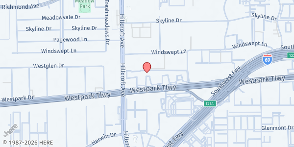 Map showing SW Public Schools - Leadership & Global Studies Academy at 6400 Westpark Dr, Houston, TX