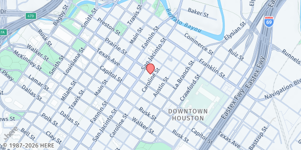 Map showing The Beacon at 1212 Prairie St, Houston, TX
