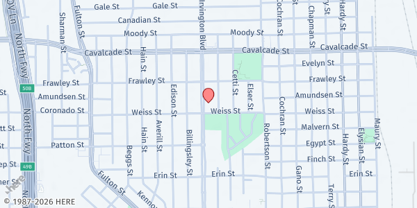 Map showing The Salvation Army - Houston Temple at 4516 Irvington Blvd., Houston, TX